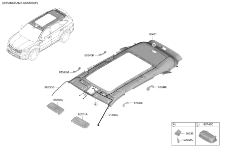 2023 Kia Sorento Hybrid Sunvisor & Head Lining Diagram 2