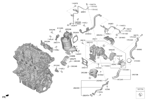 2021 Kia Sorento Pipe Assembly-Water OUTL   Diagram for 282362M820