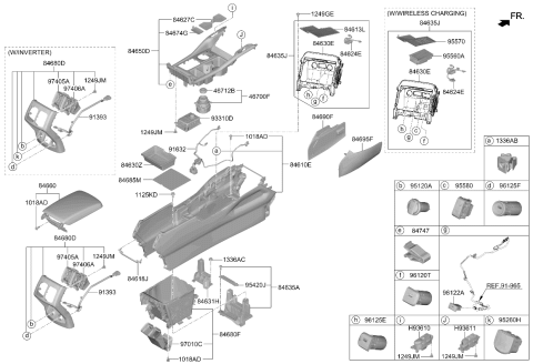 2023 Kia Sorento Console Storage Box Mat Diagram for 84685P2000