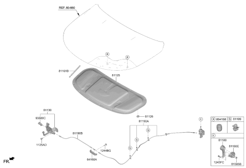 2021 Kia Sorento Latch Assembly-Hood Diagram for 81130P2000
