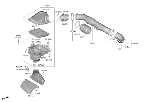2022 Kia Sorento COVER ASSY-AIR CLEAN Diagram for 28118P4410