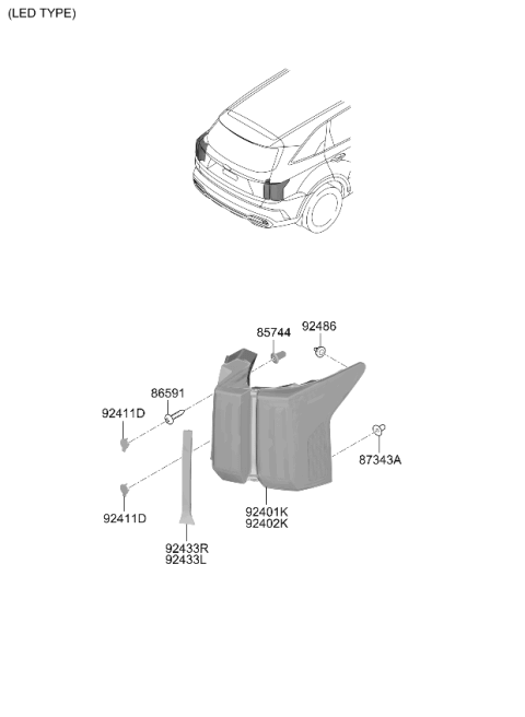 2023 Kia Sorento Hybrid Rear Combination Lamp Diagram 2