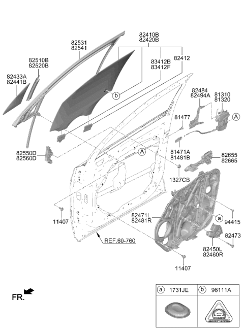 2021 Kia Sorento GRIP-DOOR GLASS Diagram for 82413P2010