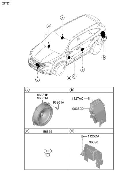 2021 Kia Sorento Speaker Assembly-Dr Diagram for 96330P2000