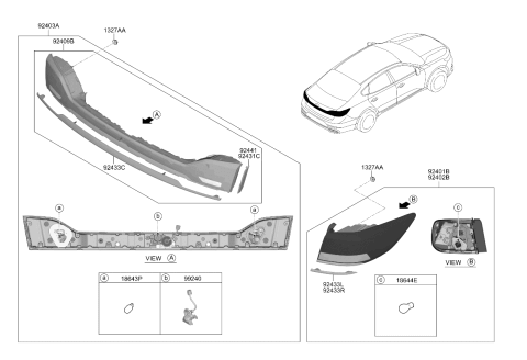2020 Kia Cadenza Rear Combination Lamp Assembly Diagram for 92401F6520