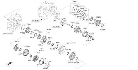 2020 Kia Cadenza Gear Assembly-Annulus Diagram for 457054G100