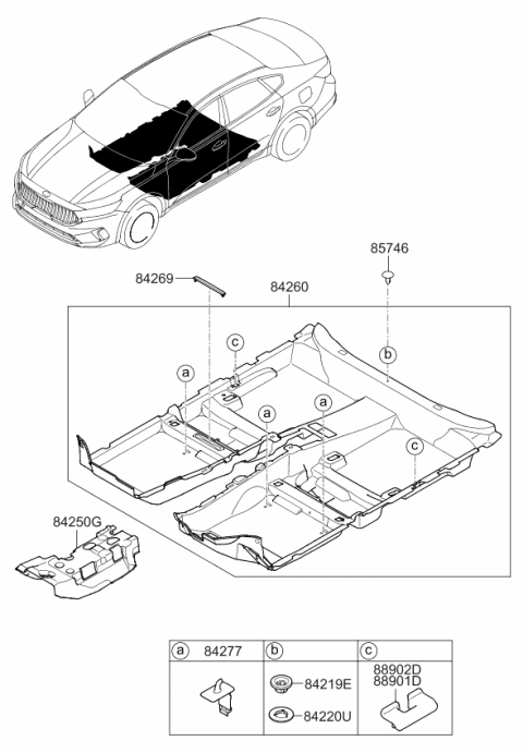 2020 Kia Cadenza Pad Assembly-Front TUNNE Diagram for 84250F6000