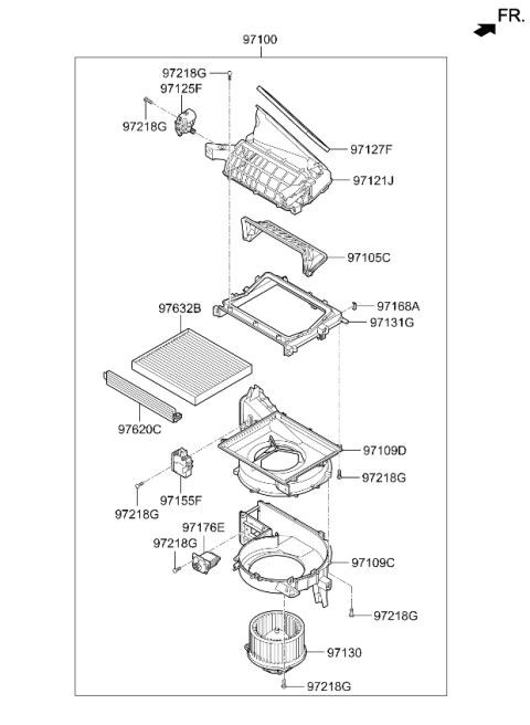 2020 Kia Cadenza Blower Unit Diagram for 97207F6AB0