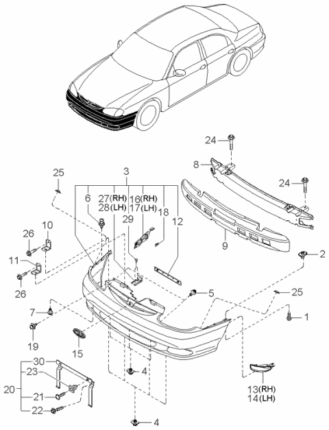 1998 Kia Sephia Slide-Bumper,B Diagram for MB45550027