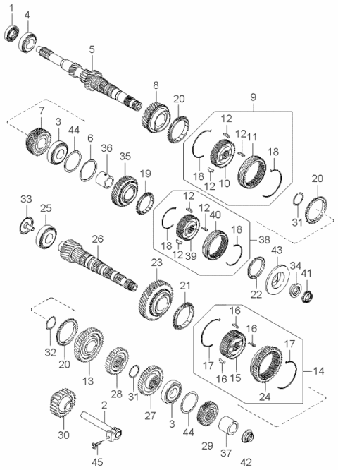 1998 Kia Sephia Gear Assembly-2ND Diagram for 0K24T17250B