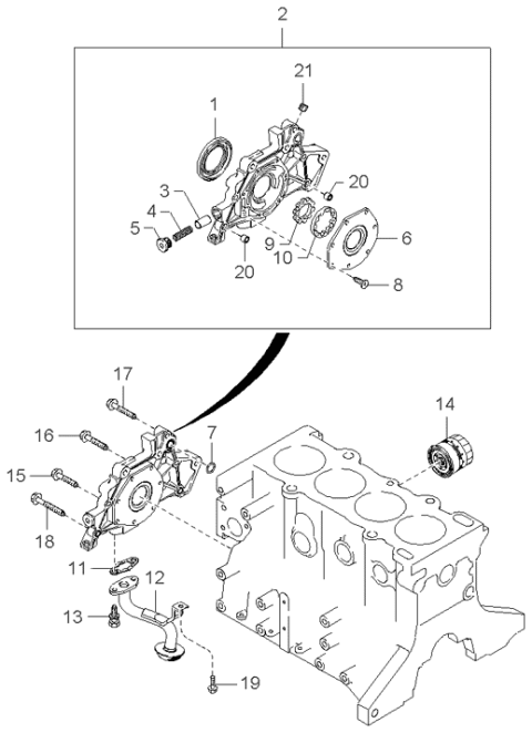 2000 Kia Sephia Oil Filter Cartridge Diagram for 0B63114302