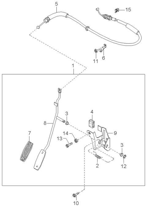2000 Kia Sephia Cable-Accelerator Diagram for 0K2A541660C