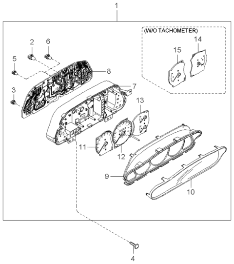 1997 Kia Sephia Tachometer Assembly Diagram for 0K2A155461