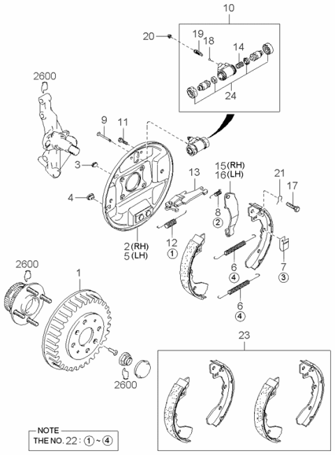 1997 Kia Sephia Rear Brake Mechanism Diagram 2