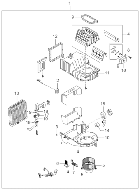 1997 Kia Sephia Resistor-Assembly Diagram for 0K9A361B11
