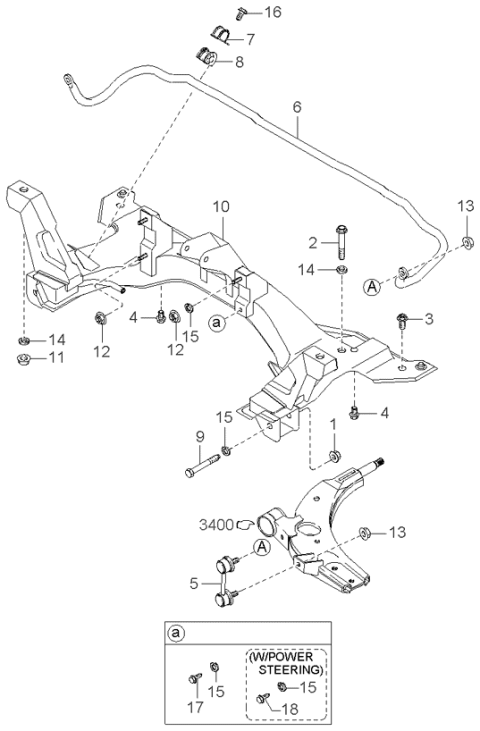 1998 Kia Sephia Bolt Diagram for 0K20134313A