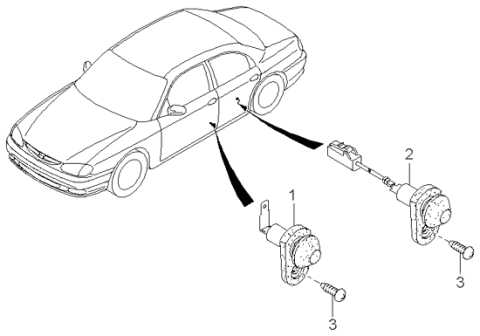 1999 Kia Sephia Switch-Door Diagram for 0K91A66540A