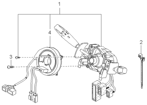 1999 Kia Sephia Combination Switch Diagram for 0K2AT66120