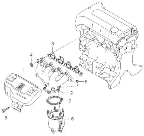 2001 Kia Sephia Gasket Assembly-Cat   Diagram for 0K2AA20520