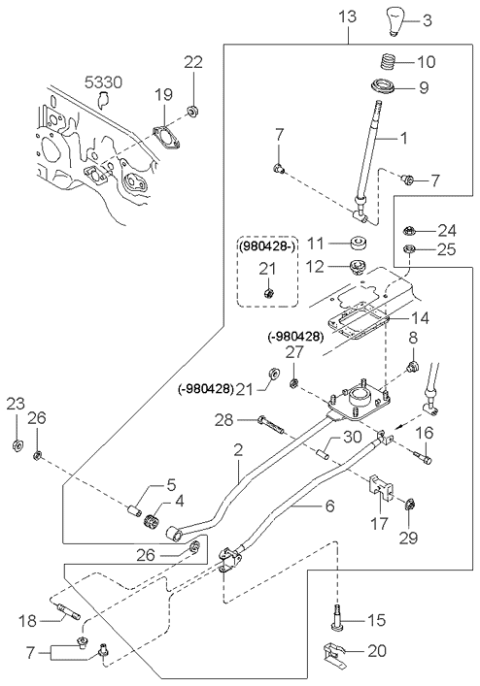 1997 Kia Sephia Nut Diagram for 0K9B046158