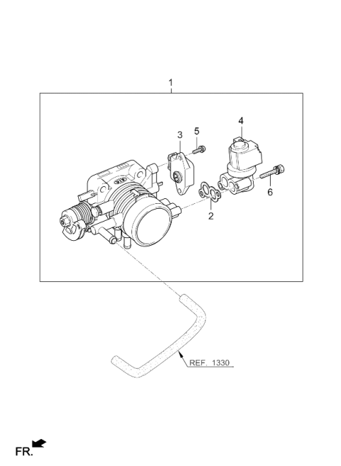 2000 Kia Sephia Screw-Throttle Position Sensor Diagram for 0K24013454