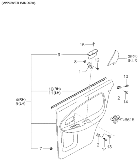 1997 Kia Sephia Rear Door Trims & Related Parts Diagram 2