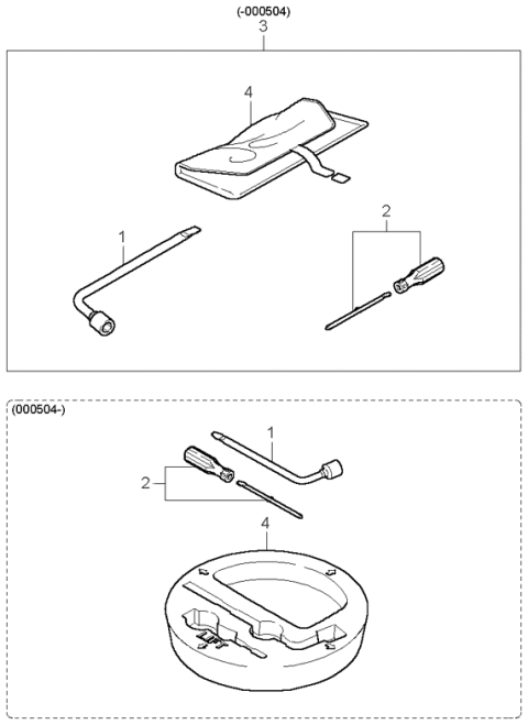 1997 Kia Sephia Tool Box Diagram for 0K2DJ68820