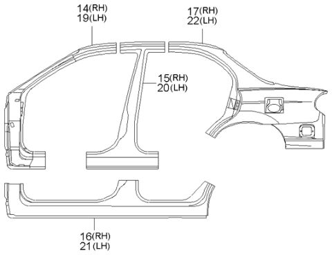 1997 Kia Sephia Side Panels Diagram 2