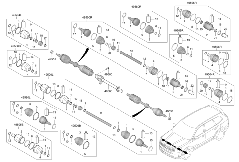 2020 Kia Telluride Axle Assembly RH Diagram for 49501S9450