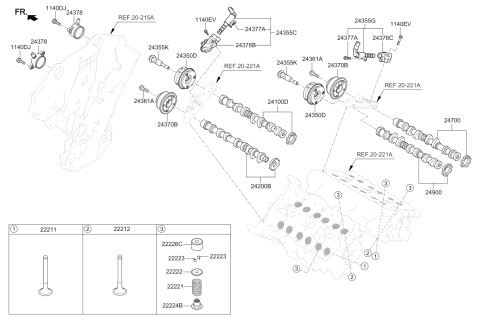2020 Kia Telluride Intake Camshaft Assembly Diagram for 249003LYK0