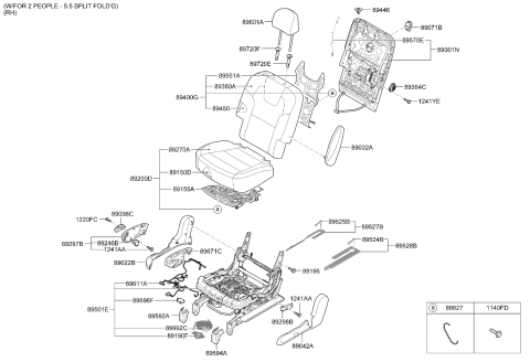 2020 Kia Telluride Rear Seat Cushion Covering Right Hand Diagram for 89260S9010ONC
