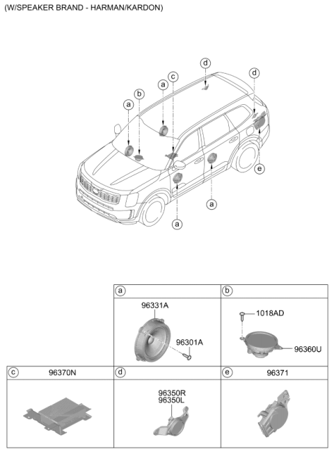 2022 Kia Telluride Door Speaker Assembly Diagram for 96330S1000
