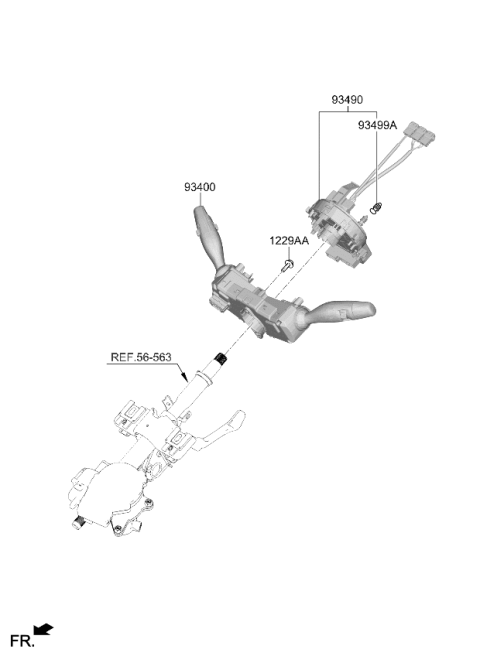 2022 Kia Telluride Clock Spring Contact Assembly Diagram for 93490S1240