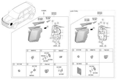 2020 Kia Telluride Passenger Side Headlight Assembly Diagram for 92102S9130