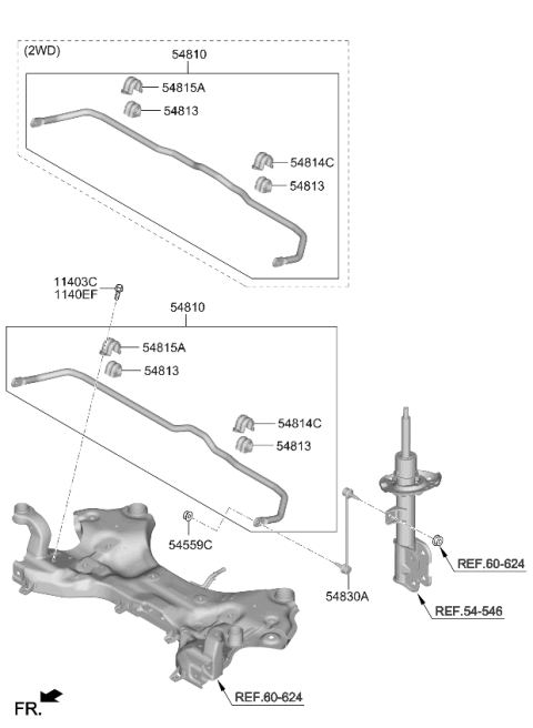 2021 Kia Telluride Stabilizer Bar Bush Diagram for 54813C5000