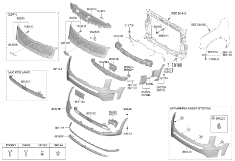 2020 Kia Telluride Front Fog Lamp Assembly Diagram for 92202S9010
