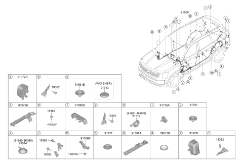 2021 Kia Telluride Grommet-Rear Door Diagram for 919803K060