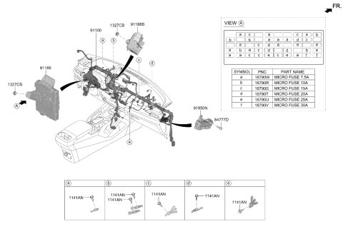 2020 Kia Telluride Instrument Junction Box Assembly Diagram for 91950S9190