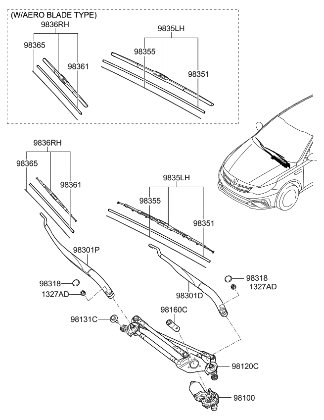 2019 Kia Optima Hybrid Windshield Wiper Kia Parts Now
