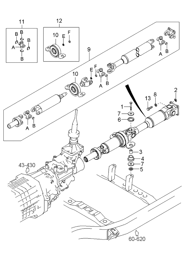 491003E400 Genuine Kia SHAFT ASSEMBLYPROPELLER