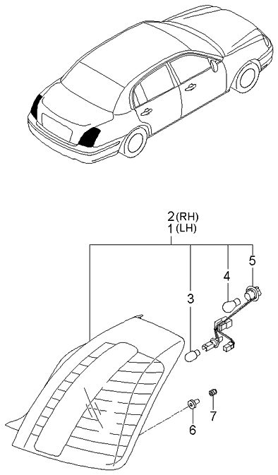 2006 Kia Amanti New Body Style (Produced Before OCT.2006) Rear Combination Lamp