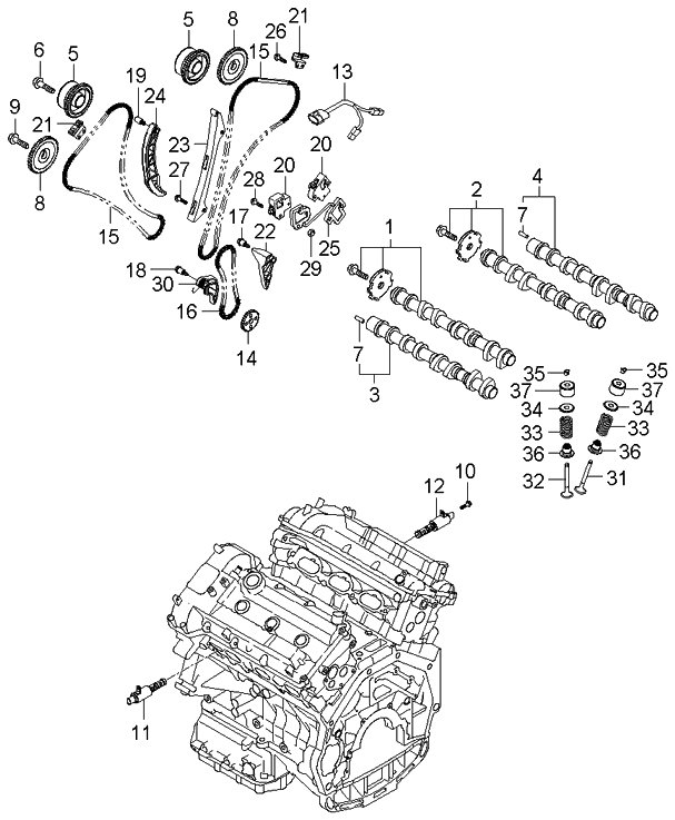 2006 Kia Amanti New Body Style (Produced Before OCT.2006) Camshaft & Valve