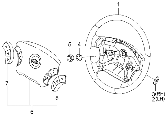 2006 Kia Amanti New Body Style (Produced Before OCT.2006) Steering Wheel