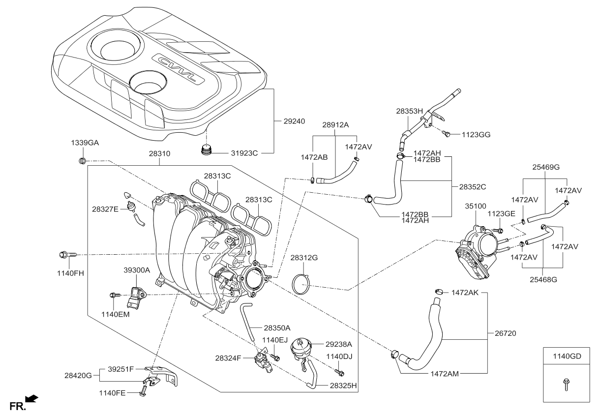 267202E500 Genuine Kia HOSE ASSEMBLYPCV