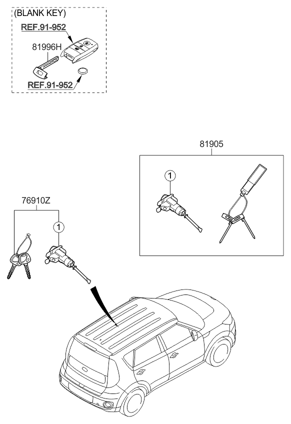 2016 Kia Soul EV Key & Cylinder Set - Kia Parts Now