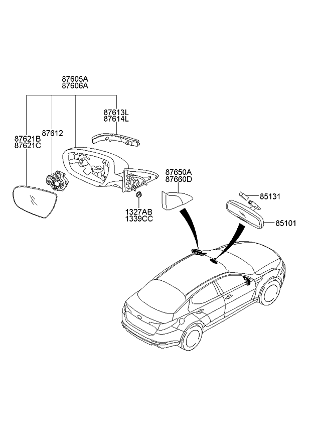 2013 Kia Optima Korean made MirrorOutside Rear View