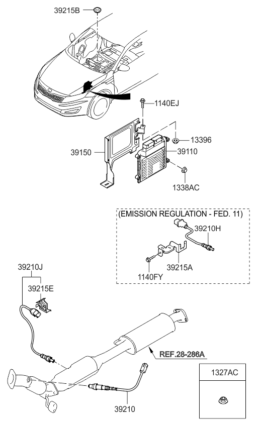 392102G550 Genuine Kia SENSOR ASSEMBLYOXYGEN REAR
