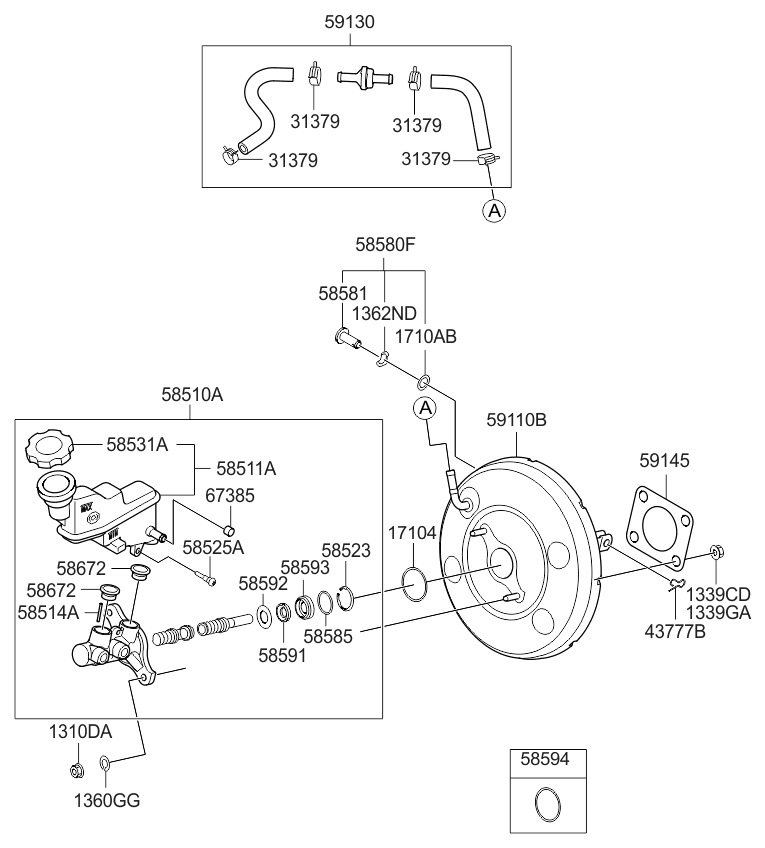 585101R200 Genuine Kia CYLINDER ASSEMBLYBRAKE