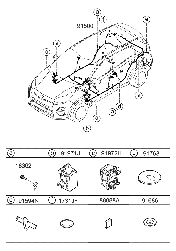 2020 Kia Sportage Wiring Harness-Floor - Kia Parts Now