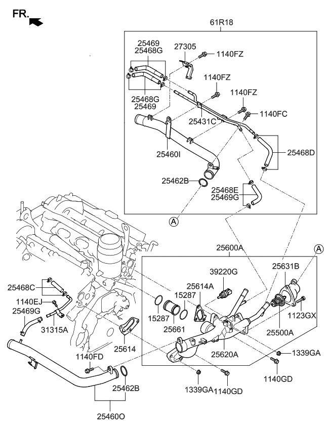 2007 Kia Sorento Coolant Pipe & Hose Kia Parts Now